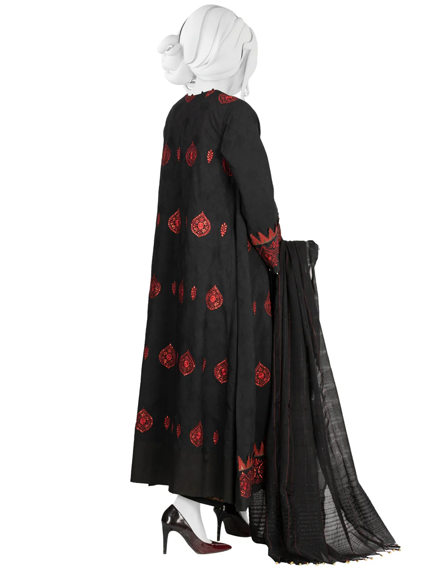 BLACK LAWN 3PC UNSTITCHED | JLAWN-S-US-22-361 EMK-014 - Image 2