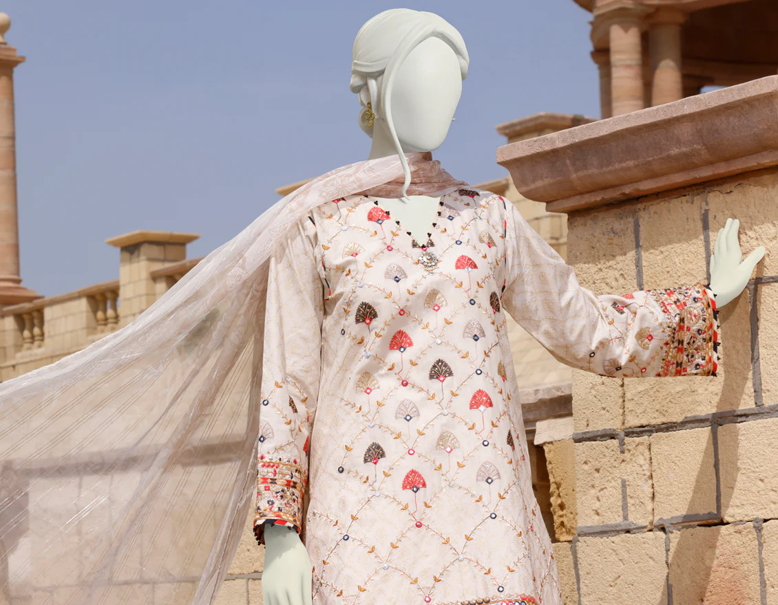GOLDEN-ASH GREY LAWN 3PC UNSTITCHED | JLAWN-S-US-22-368 IVORY - Image 3