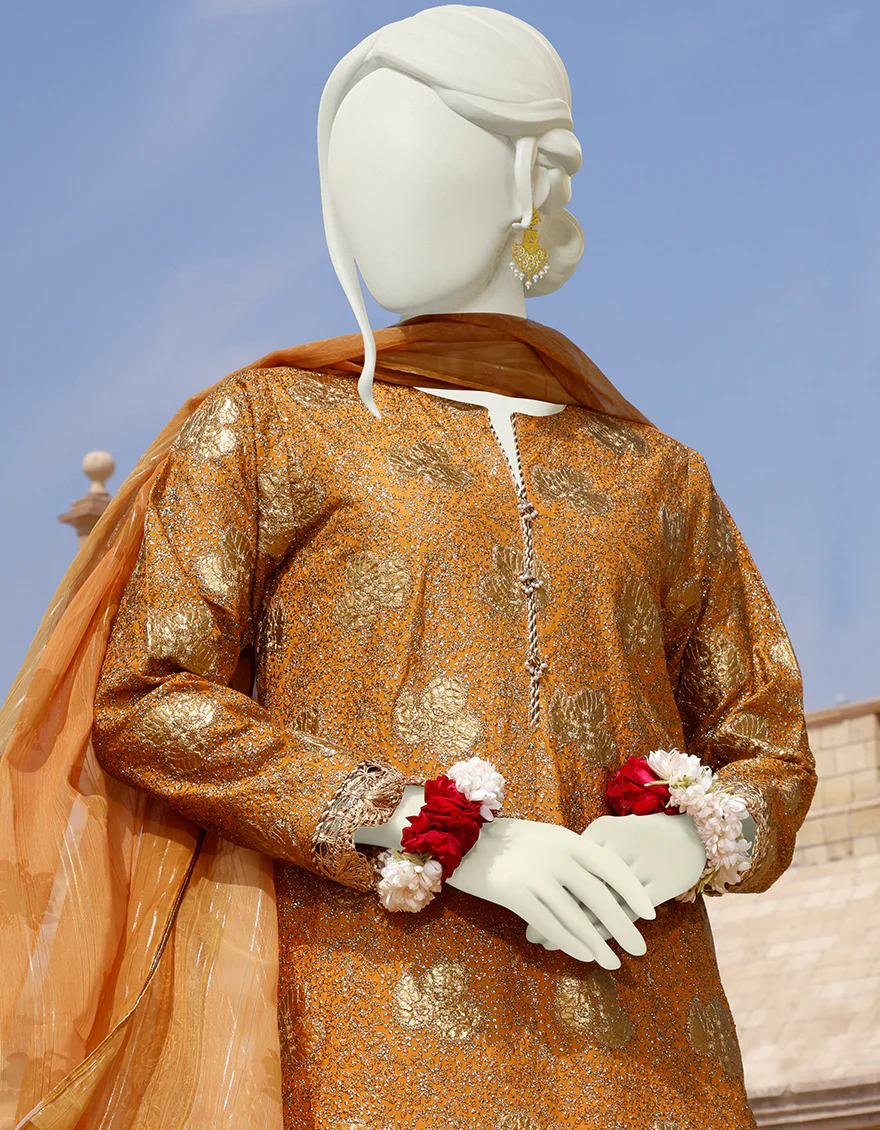 MUSTARD LAWN 3PC UNSTITCHED | JLAWN-S-US-22-370 KAMKHAWAB - Image 3