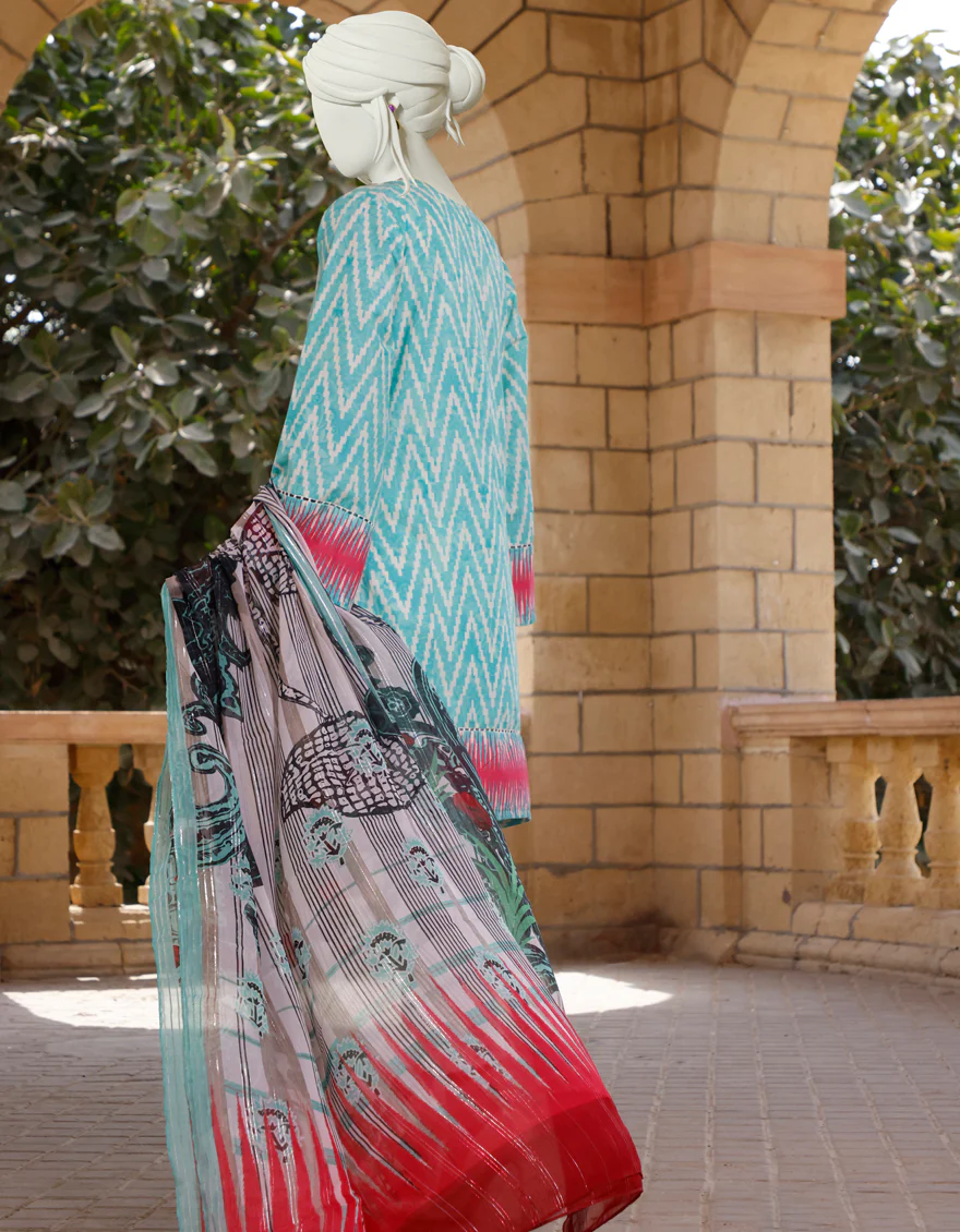 OFF WHITE-FEROZI LAWN 3PC UNSTITCHED | JLAWN-S-US-22-375 IKKAT VIBES - Image 3