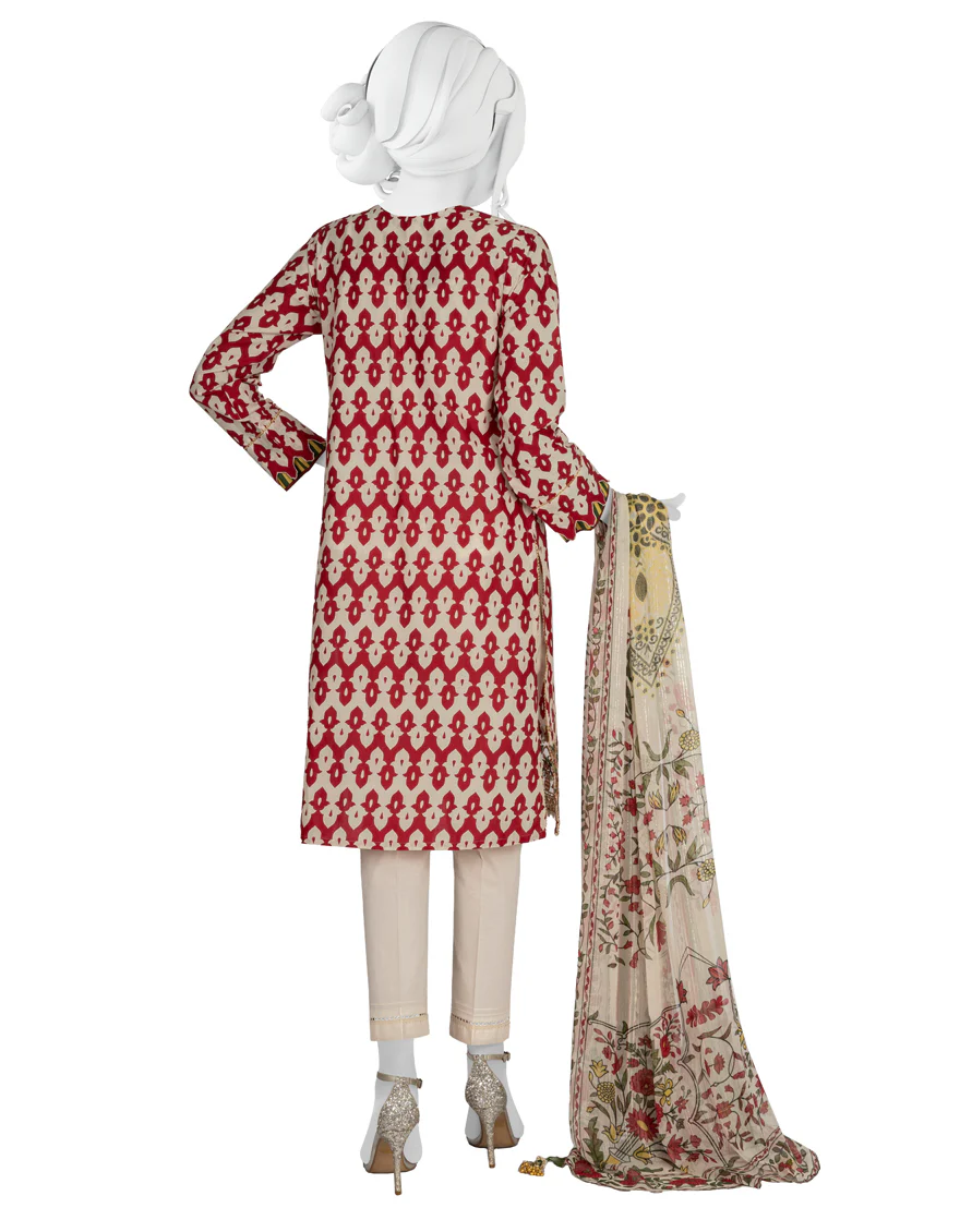 MAROON-OFF WHITE LAWN 3PC UNSTITCHED | JLAWN-S-US-22-376 MELLOW - Image 3