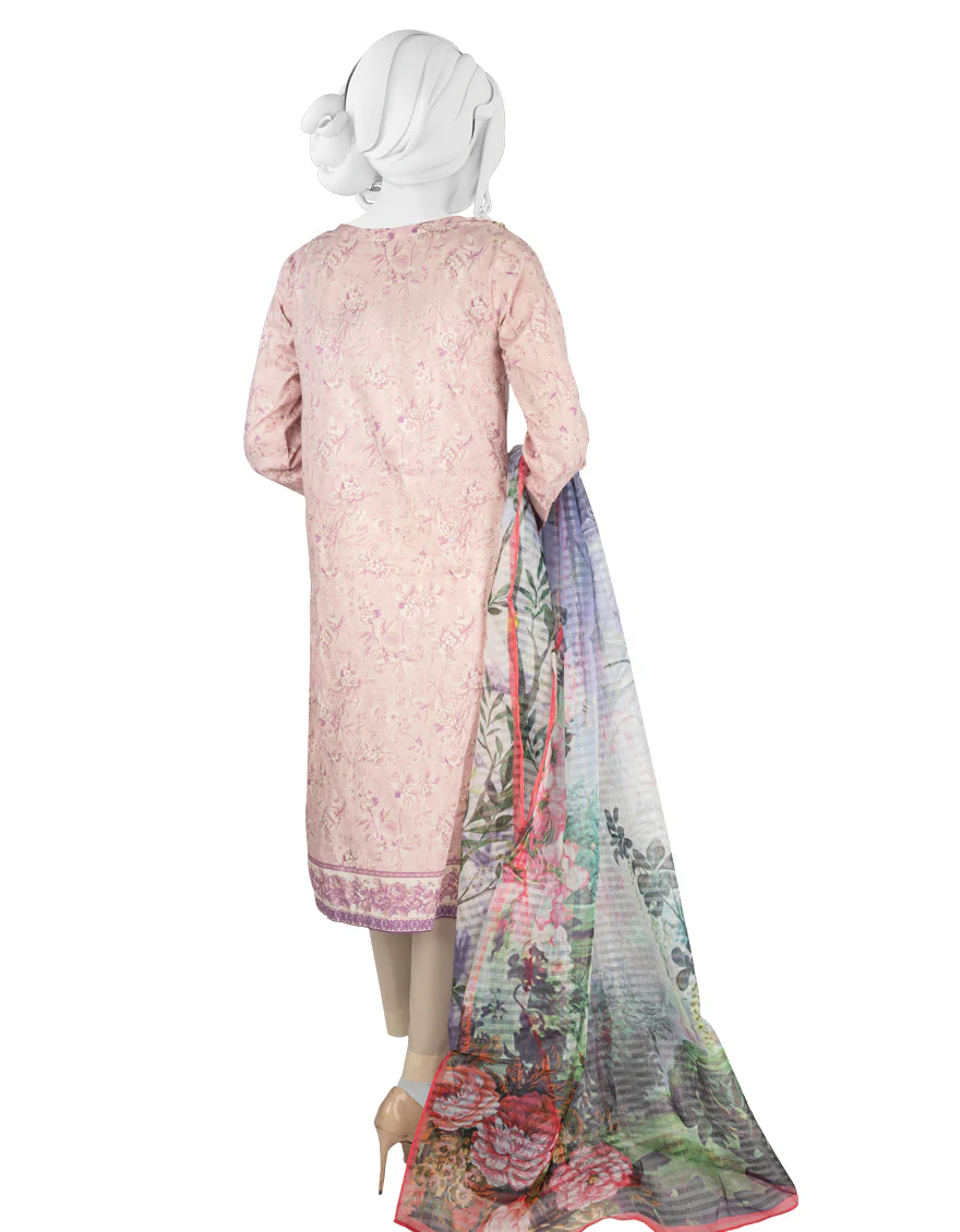 MULTICOLOR LAWN 3PC UNSTITCHED | JLAWN-S-US-22-379 POWDER PINK (22-2021) - Image 3