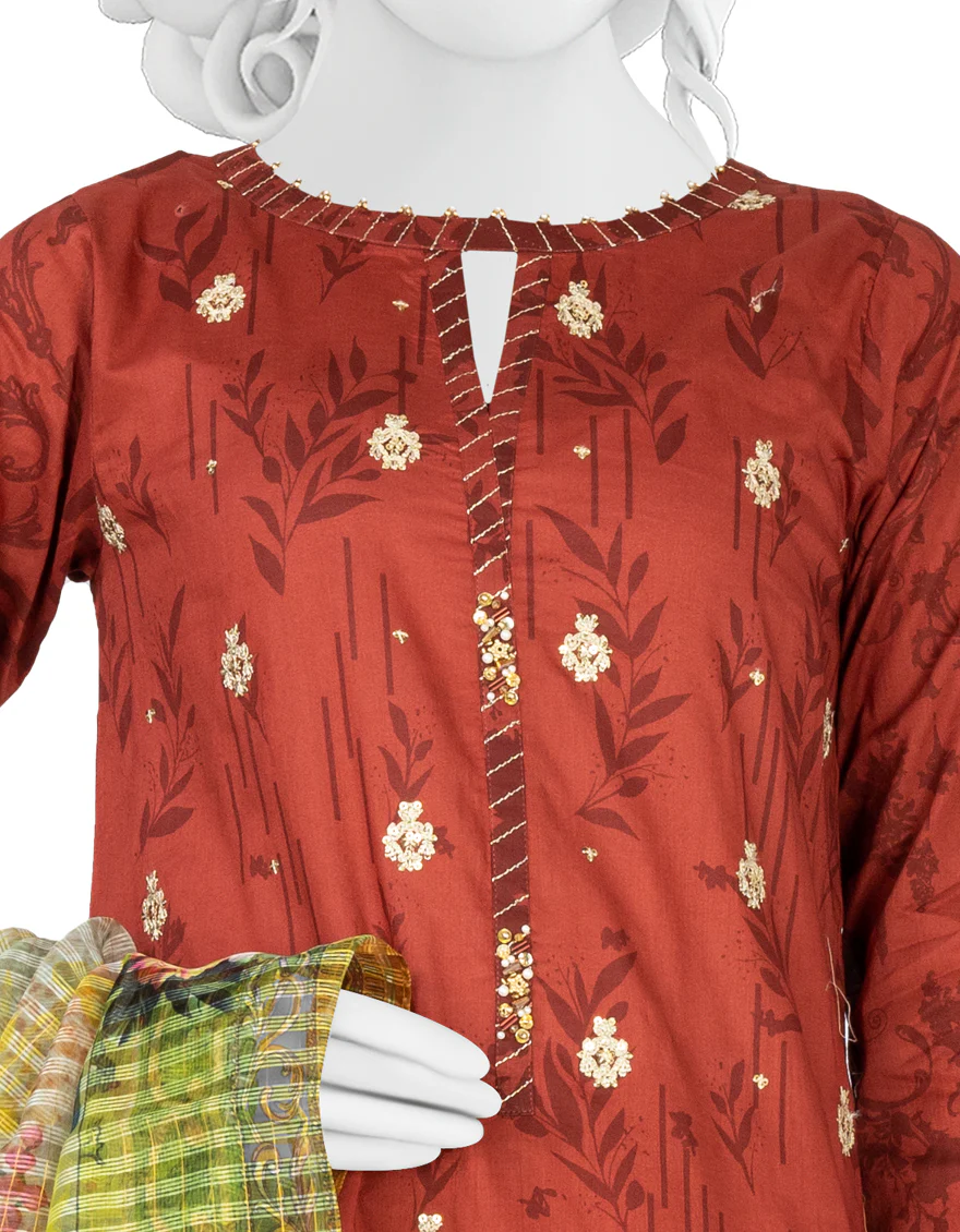MAROON LAWN 3PC UNSTITCHED | JLAWN-S-US-22-380 JARDIN (22-2022) - Image 2