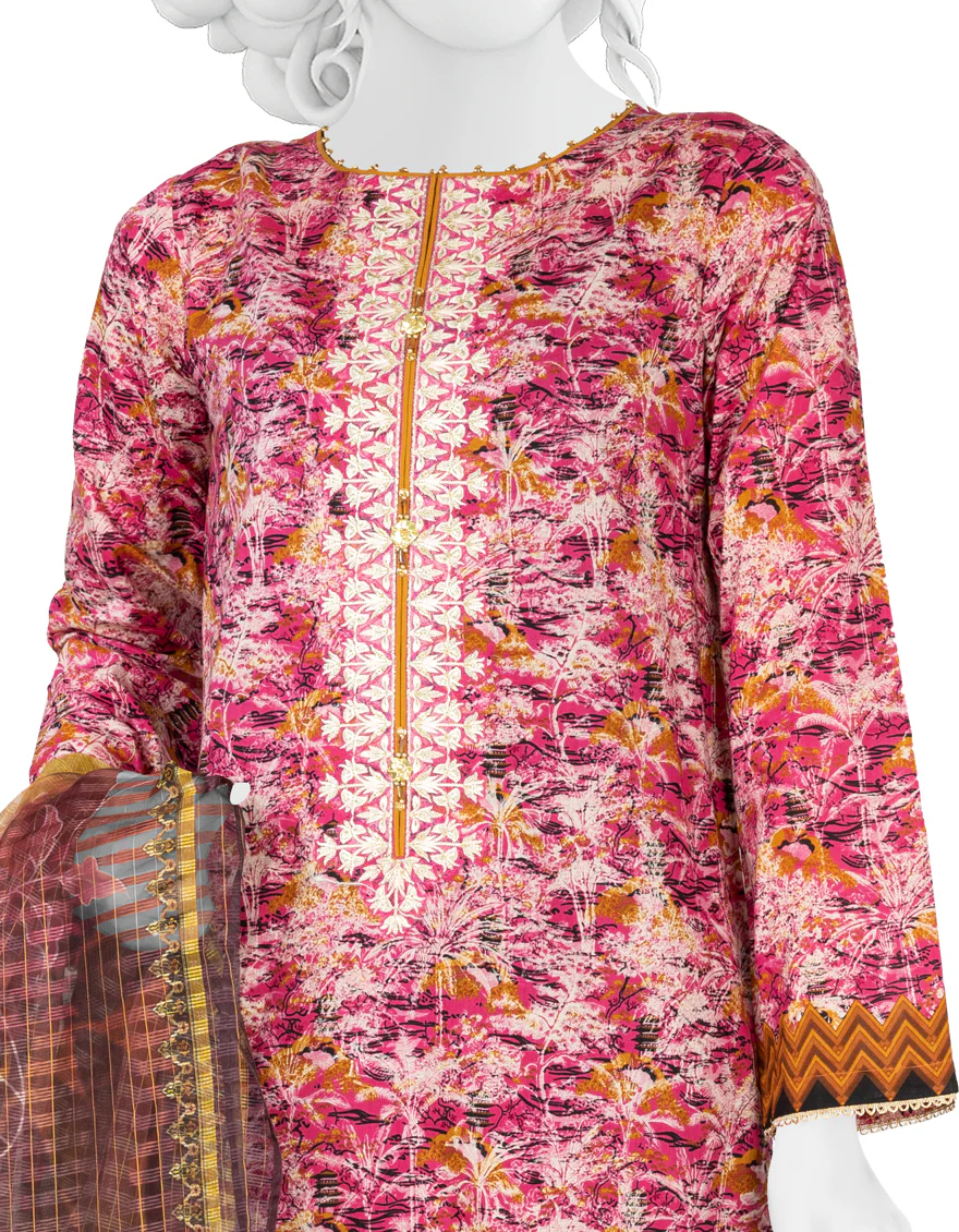 BLACK & PINK LAWN 3PC UNSTITCHED | JLAWN-S-US-22-381 AMETHYST (22-2023) - Image 3