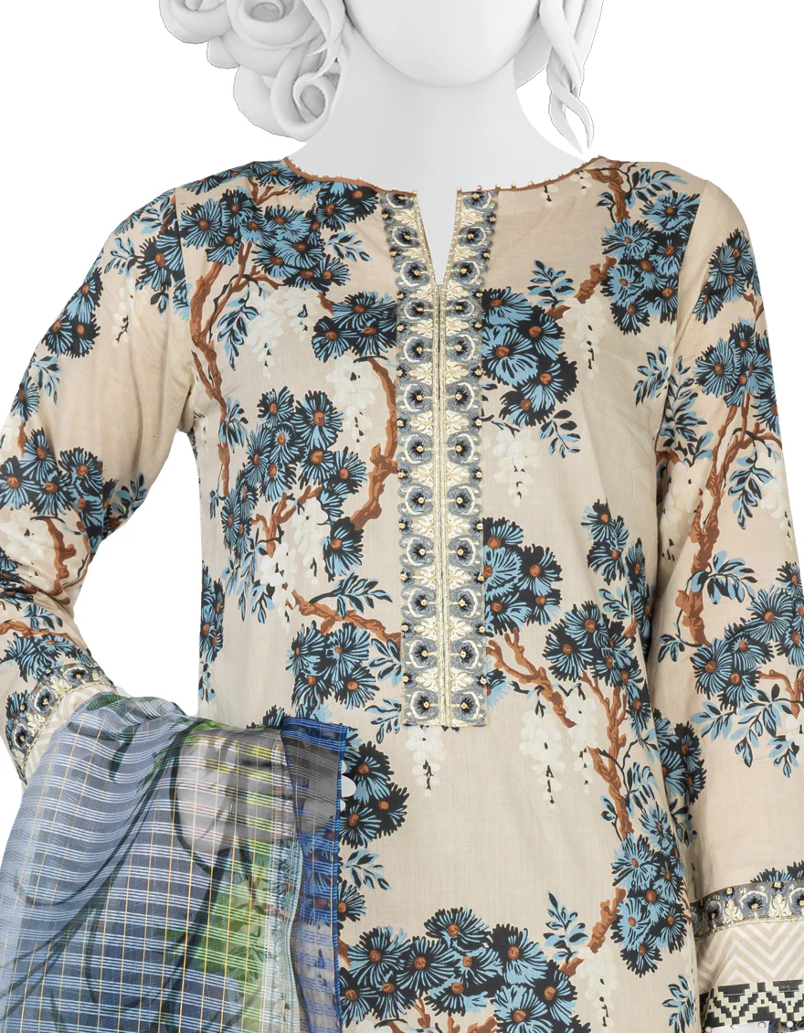 TEAL GREY LAWN 3PC UNSTITCHED | JLAWN-S-US-22-382 PURE CASHMERE (22-2024) - Image 2