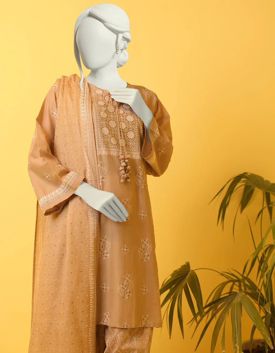 BEIGE LAWN 3PC STITCHED | JLAWN-S-US-22-408/S SHAJAR - Image 3