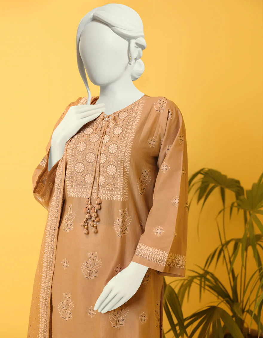 BEIGE LAWN 3PC STITCHED | JLAWN-S-US-22-408/S SHAJAR - Image 4