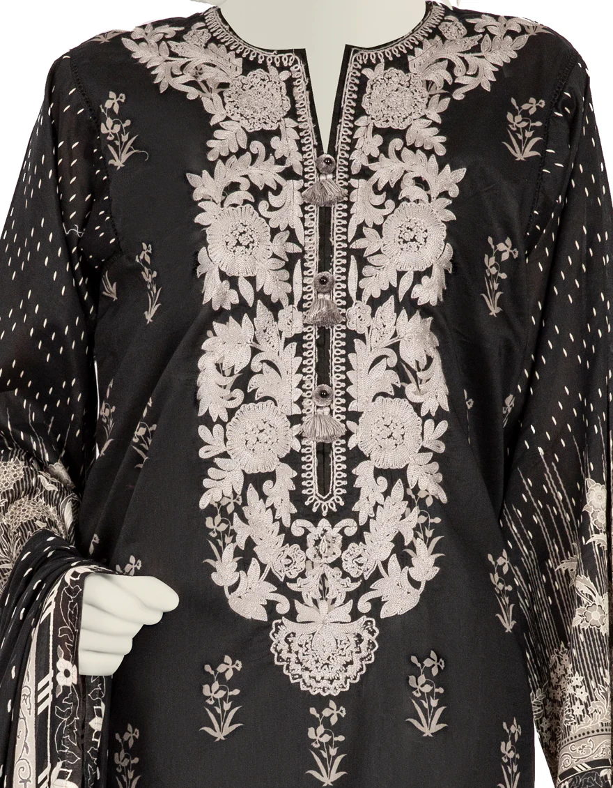 BLACK LAWN 3PC STITCHED | JLAWN-S-US-22-426/S KARVE - Image 3