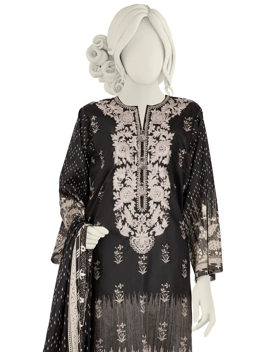BLACK LAWN 3PC STITCHED | JLAWN-S-US-22-426/S KARVE - Image 4