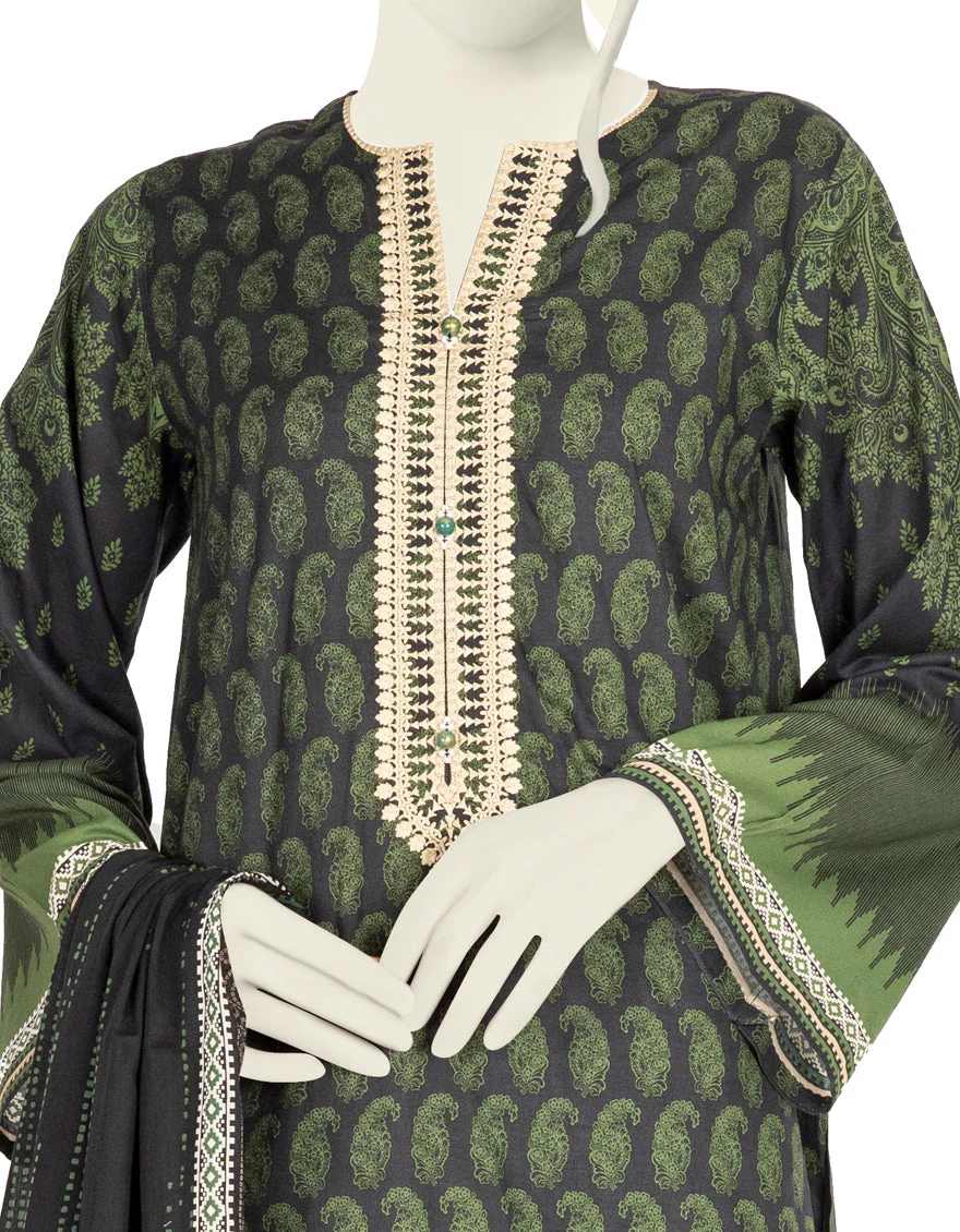 GREEN-BLACK LAWN 3PC STITCHED | JLAWN-S-US-22-428/S FRASES - Image 3