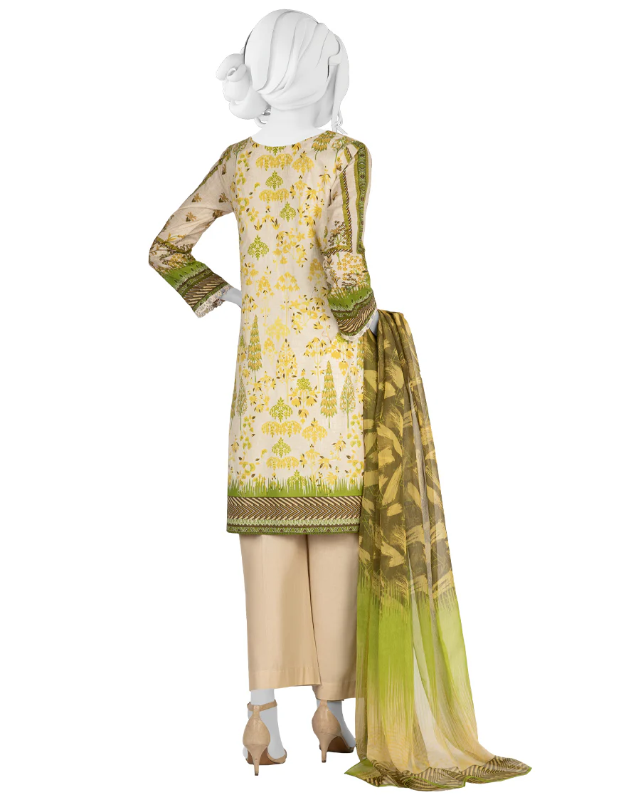BEIGE LAWN 3PC STITCHED | JLAWN-S-US-22-437/S OLIVE - Image 2