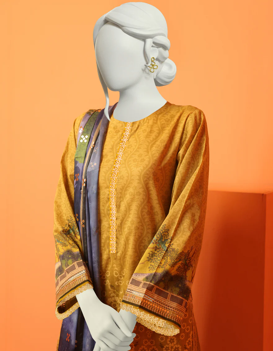 GREEN LAWN 3PC UNSTITCHED | JLAWN-S-US-22-491 CHAR BAGH - Image 3