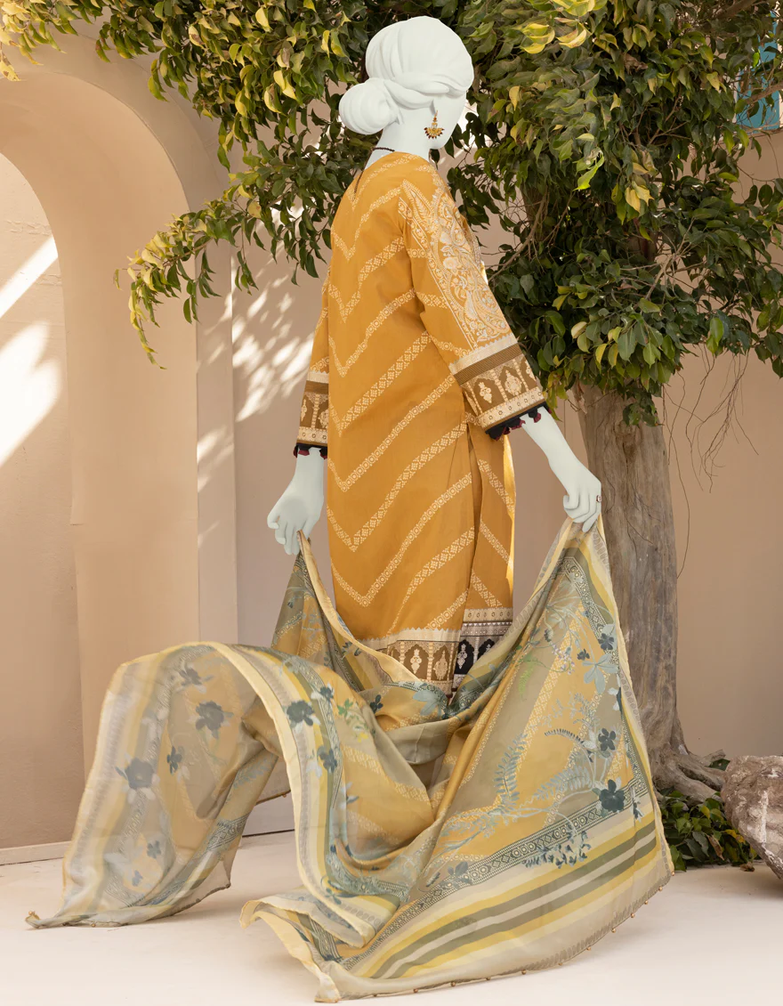 MUSTARD LAWN 3PC STITCHED | JLAWN-S-US-23-009/S VERT - Image 2
