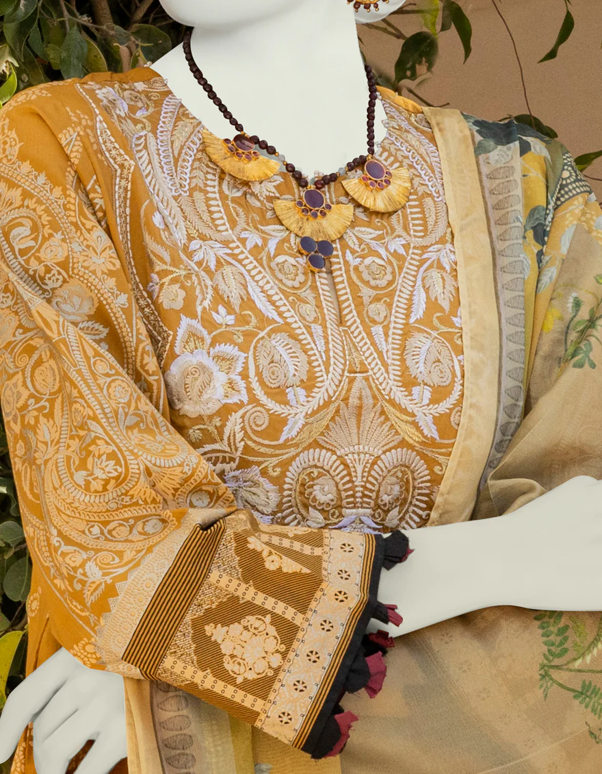 MUSTARD LAWN 3PC STITCHED | JLAWN-S-US-23-009/S VERT - Image 3