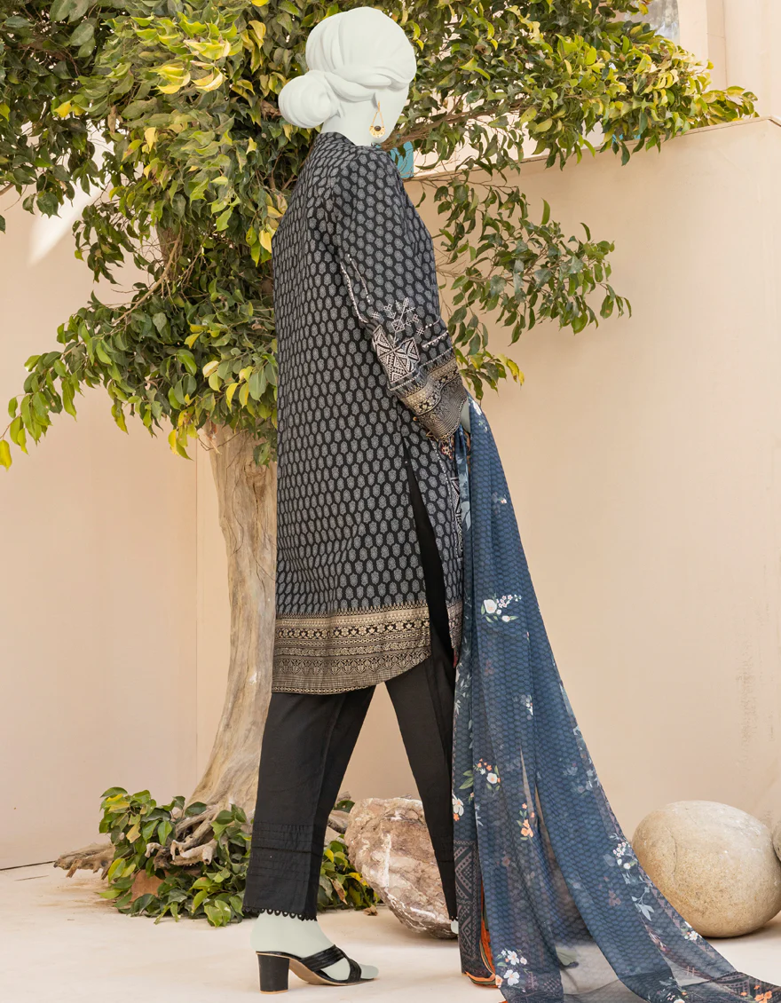 BLACK LAWN 3PC STITCHED | JLAWN-S-US-23-011/S BLEU - Image 2