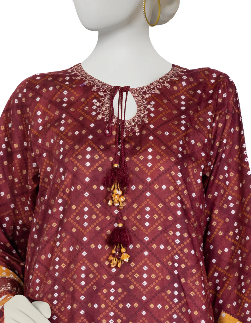 MAROON LAWN 3PC STITCHED | JLAWN-S-US-23-019/S AATISHI - Image 3