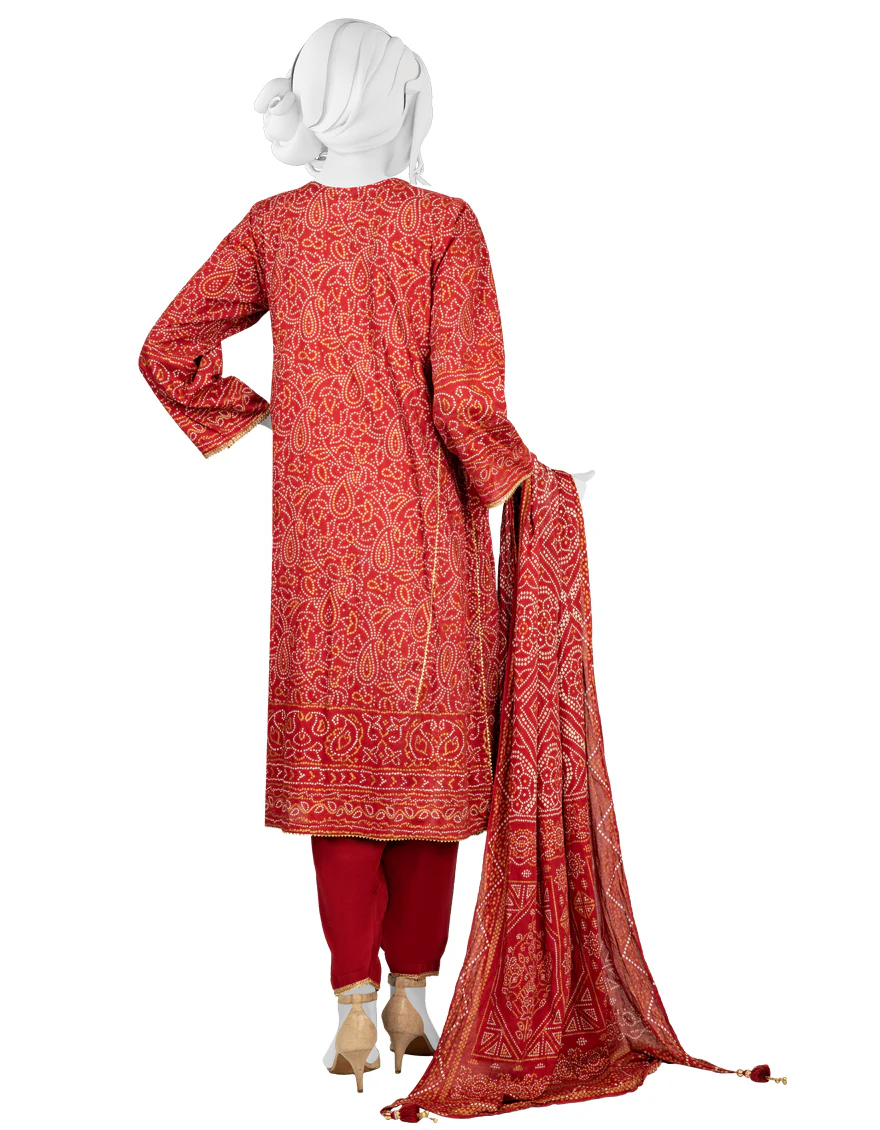 RED LAWN 3PC STITCHED | JLAWN-S-US-23-021/S MAHROSH - Image 2