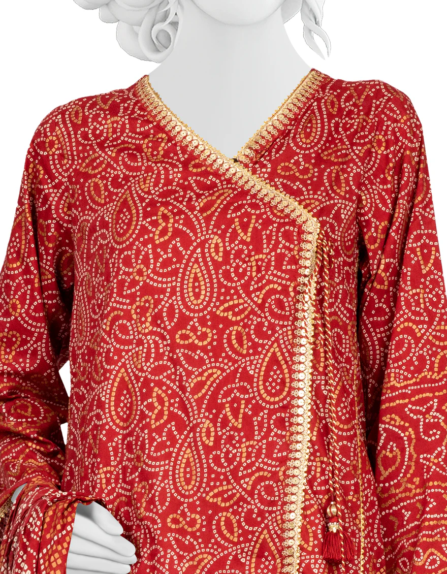 RED LAWN 3PC STITCHED | JLAWN-S-US-23-021/S MAHROSH - Image 3