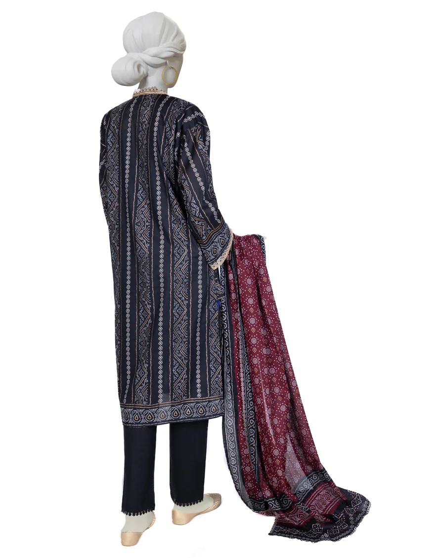 BLACK LAWN 3PC STITCHED | JLAWN-S-US-23-023/S BADAR - Image 2