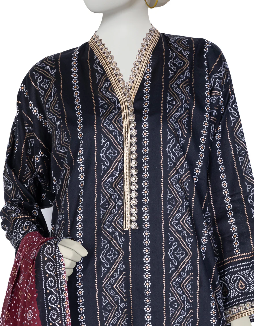 BLACK LAWN 3PC STITCHED | JLAWN-S-US-23-023/S BADAR - Image 3