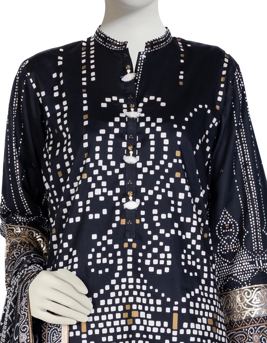 BLACK LAWN 3PC STITCHED | JLAWN-S-US-23-024/S ALLURE - Image 3