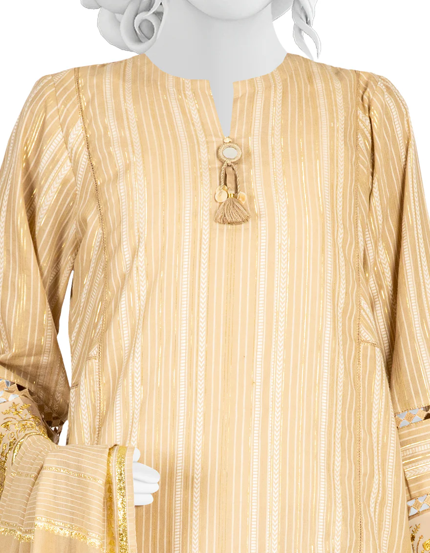 BEIGE JACQUARD 3PC STITCHED | JLAWN-S-US-23-037/S FOAN - Image 3