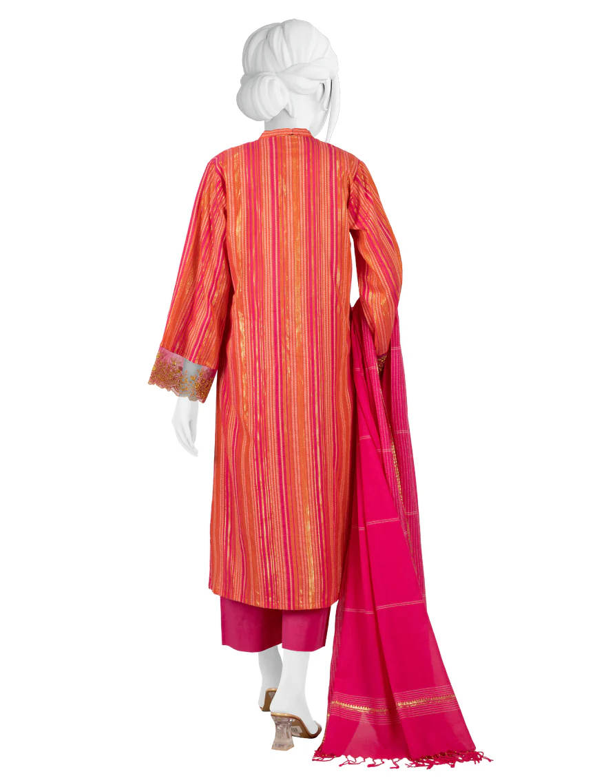 PINK JACQUARD 3PC STITCHED | JLAWN-S-US-23-039/S PINKISH - Image 2