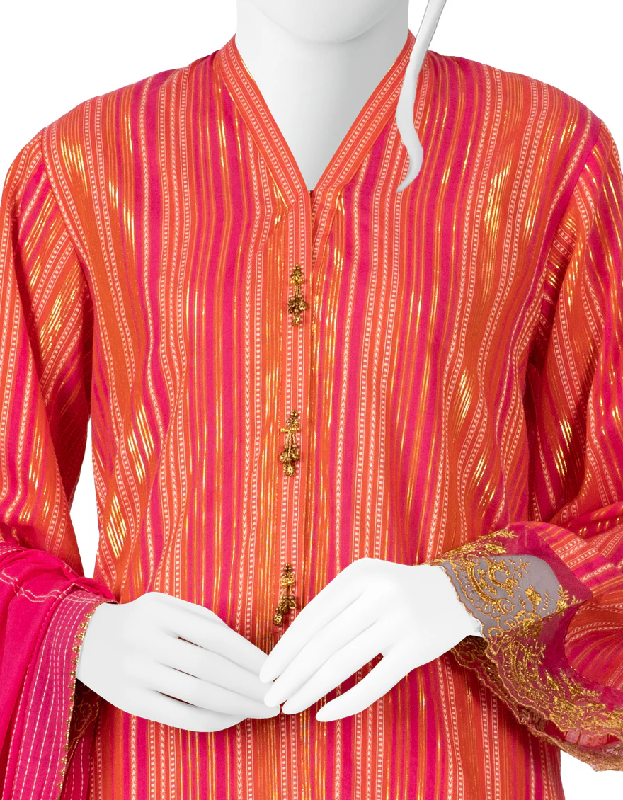 PINK JACQUARD 3PC STITCHED | JLAWN-S-US-23-039/S PINKISH - Image 3