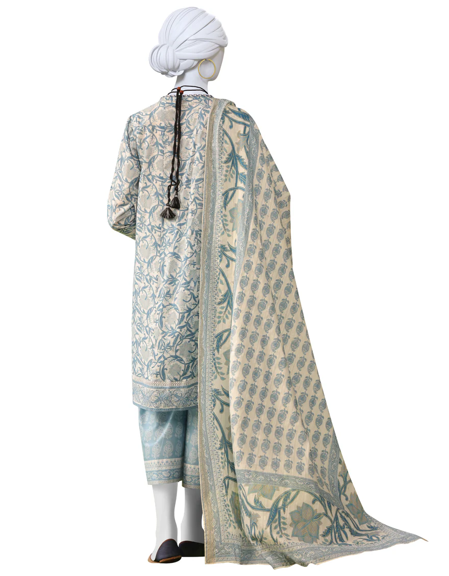 BLUE LAWN 3PC STITCHED | JLAWN-S-US-23-041/S DENIM BLUE - Image 2