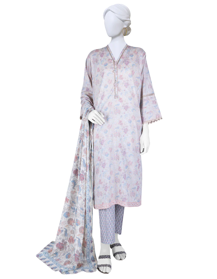 MULTICOLOR LAWN 3PC STITCHED | JLAWN-S-US-23-043/S ROSE PINK