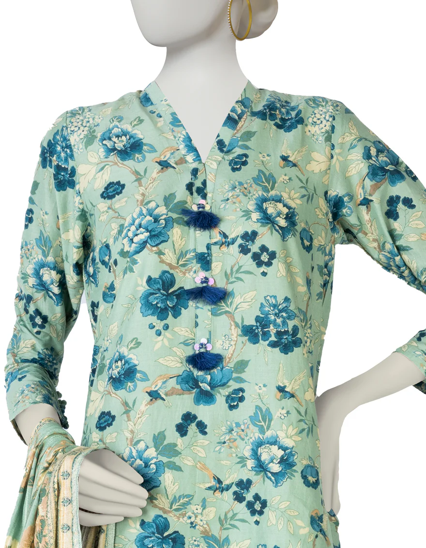 GREEN LAWN 3PC STITCHED | JLAWN-S-US-23-044/S TEAL - Image 3
