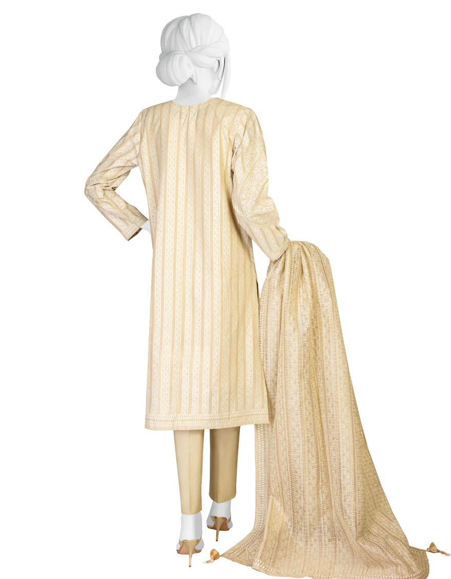 BEIGE LAWN 3PC STITCHED | JLAWN-S-US-23-048/S OFFWHITE - Image 2