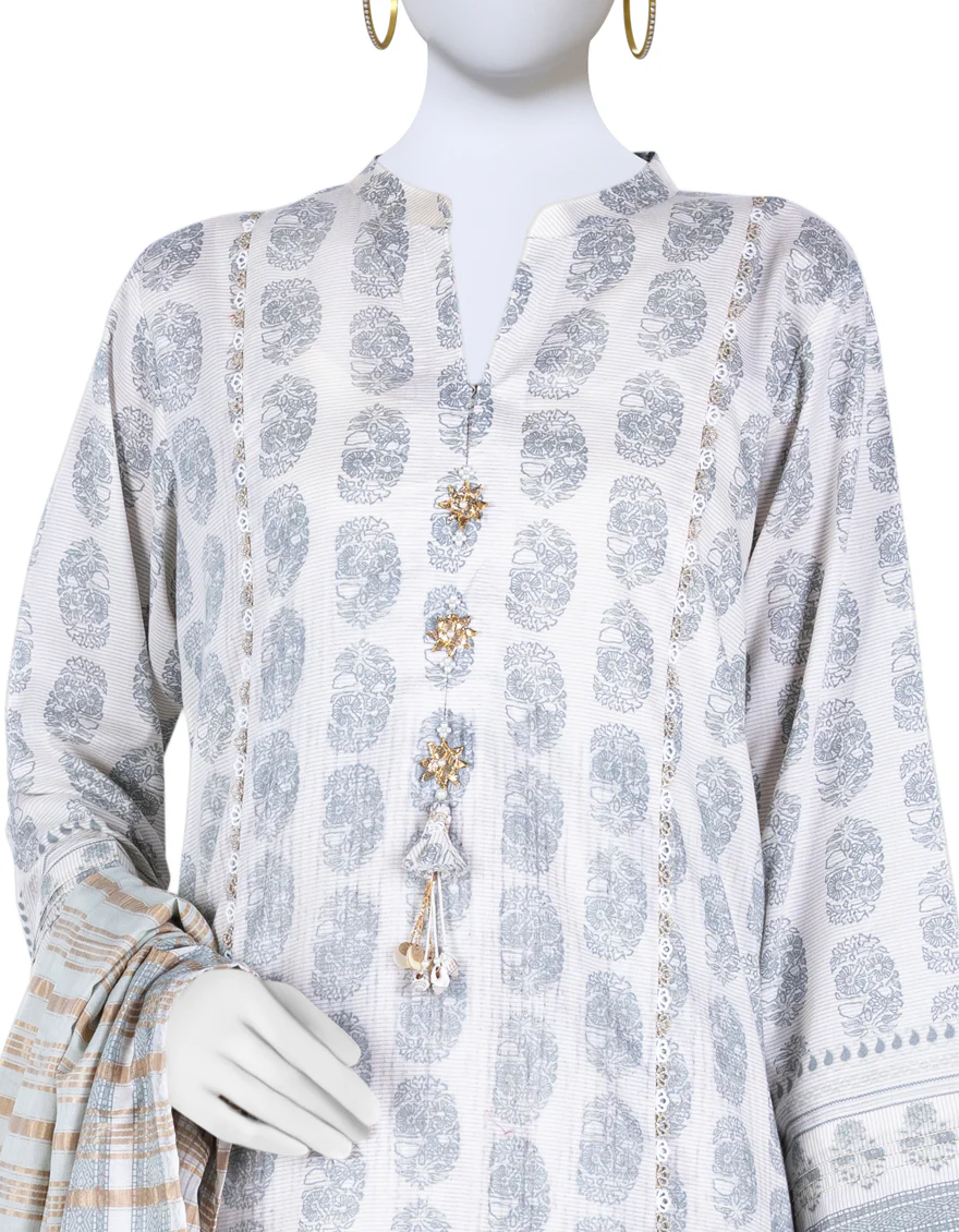 BEIGE LAWN 3PC STITCHED | JLAWN-S-US-23-052/S PHELAN - Image 3