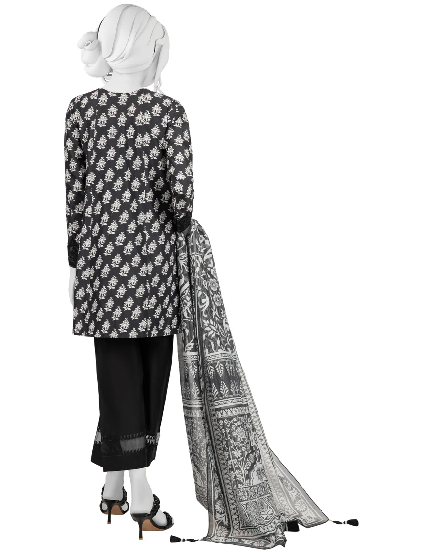 BLACK LAWN 3PC STITCHED | JLAWN-S-US-23-054/S ALIST - Image 2