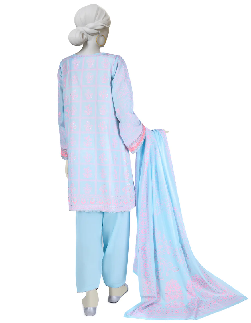 SKY BLUE LAWN 3PC STITCHED | JLAWN-S-US-23-057/S ROSADO - Image 2