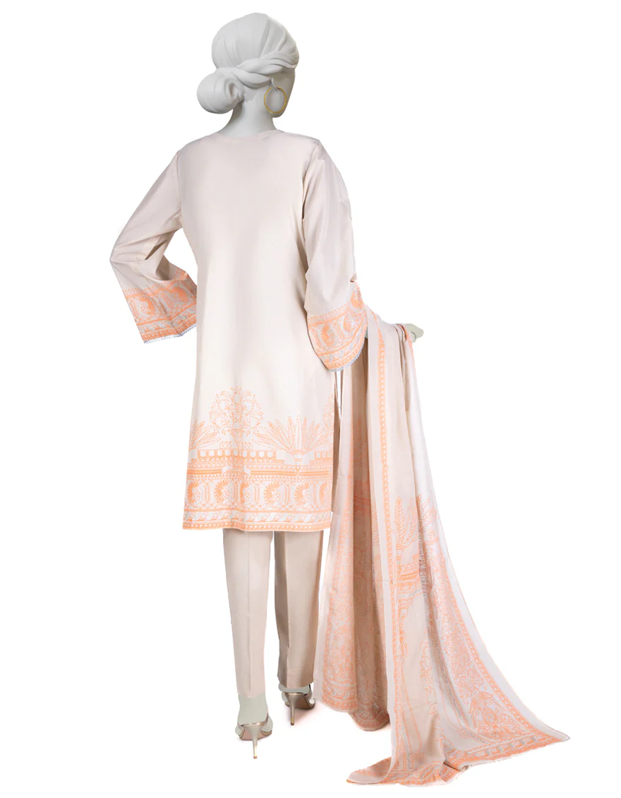 BEIGE LAWN 3PC STITCHED | JLAWN-S-US-23-060/S NARANJADO - Image 2