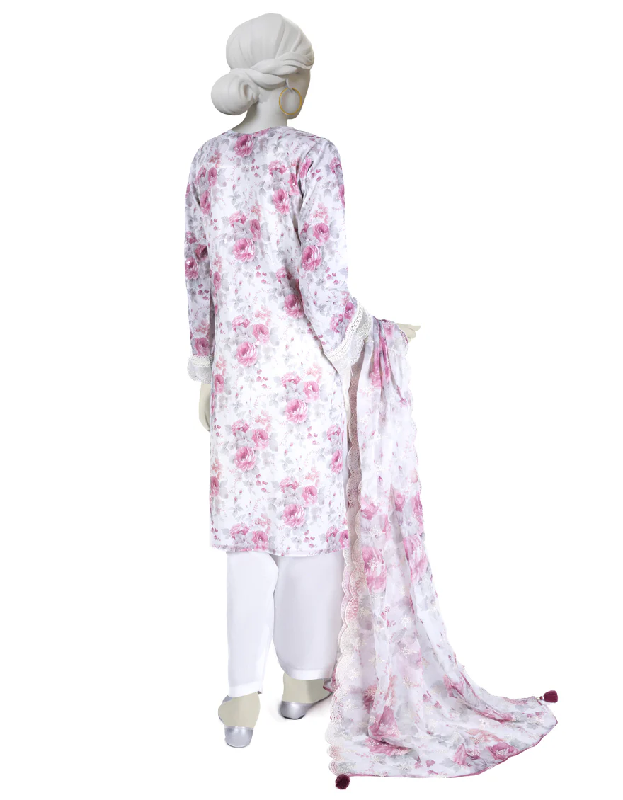 MULTICOLOR LAWN 3PC STITCHED | JLAWN-S-US-23-064/S KITTY WHITE - Image 2