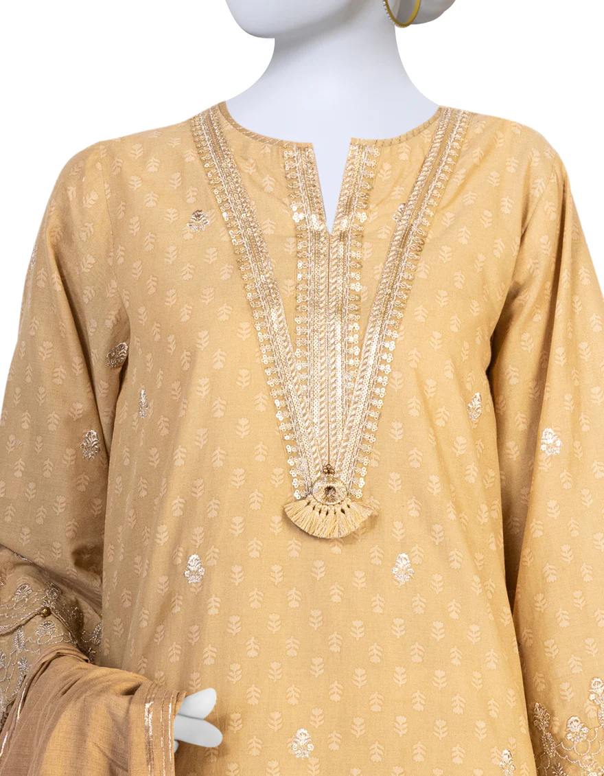 BEIGE LAWN 3PC STITCHED | JLAWN-S-US-23-175/S URFEE - Image 3