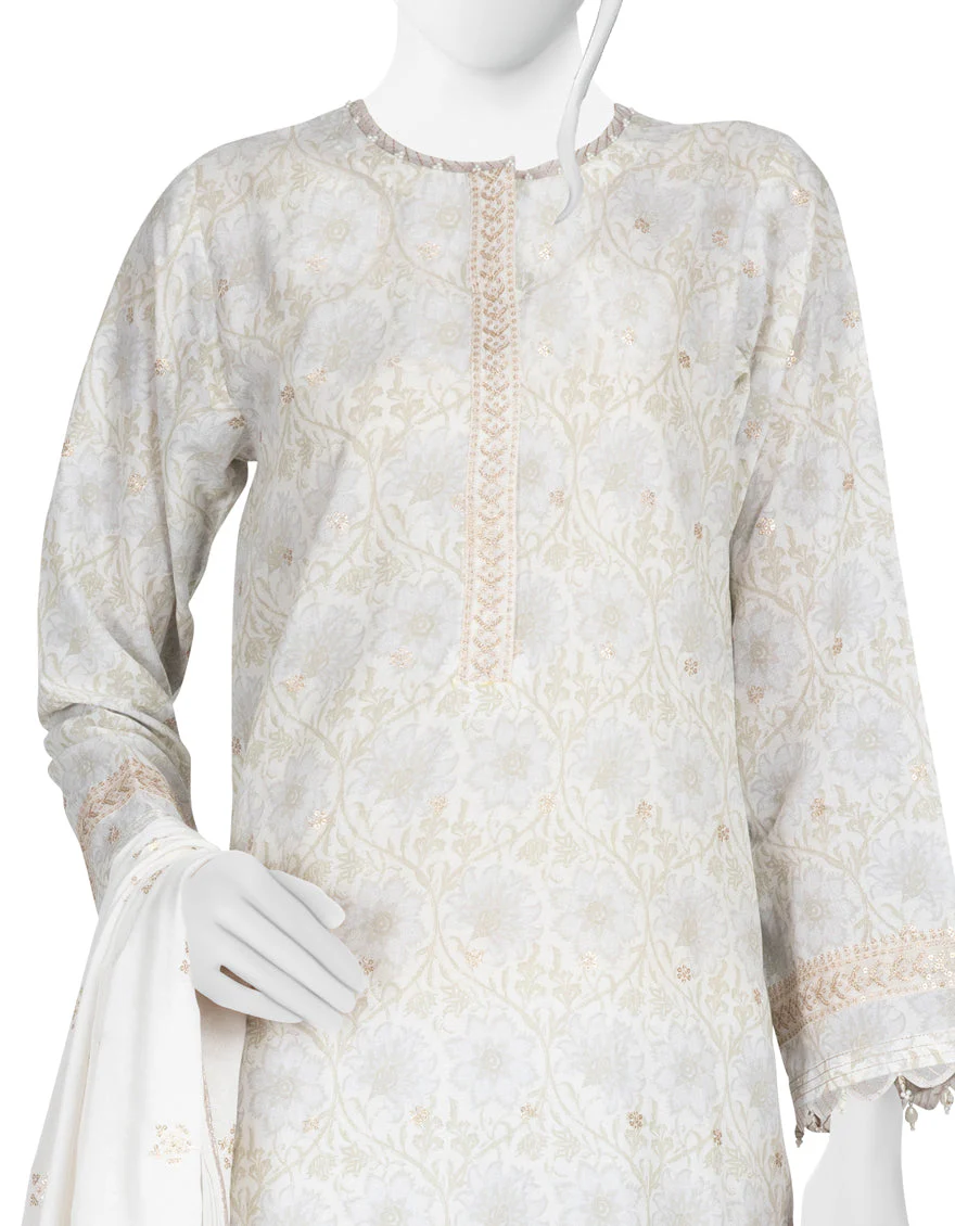 WHITE LAWN 3PC STITCHED | JLAWN-S-US-23-179/S AMAIA - Image 3