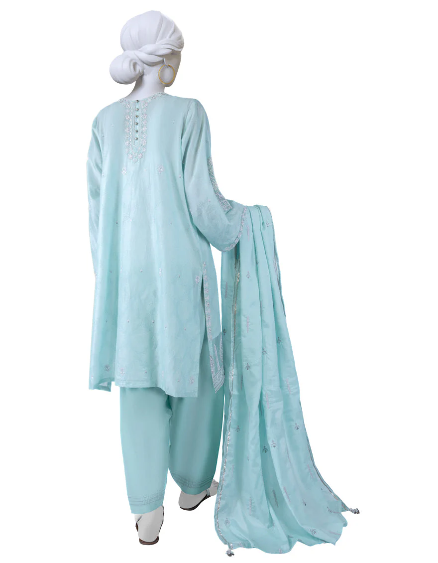 SKY BLUE LAWN 3PC STITCHED | JLAWN-S-US-23-182/S AQUA - Image 2