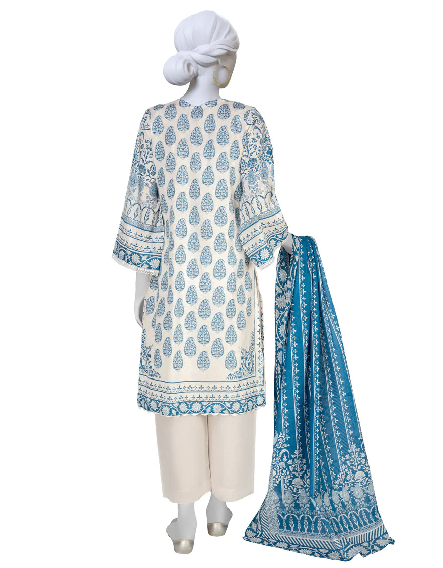 WHITE LAWN 3PC STITCHED | JLAWN-S-US-23-184/S UZAYR - Image 2