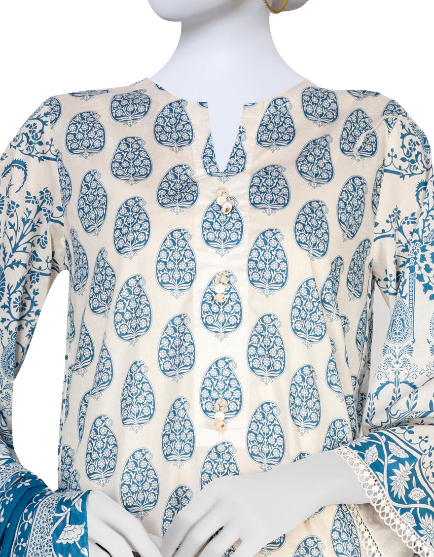 WHITE LAWN 3PC STITCHED | JLAWN-S-US-23-184/S UZAYR - Image 3