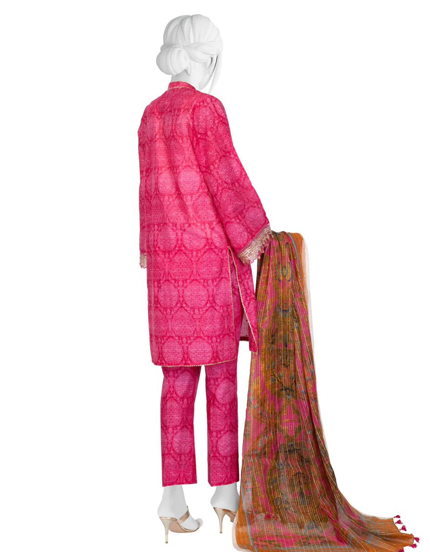 PINK LAWN 3PC UNSTITCHED | JLAWN-S-US-23-191 ISSAL - Image 2