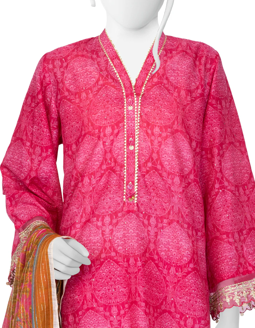 PINK LAWN 3PC UNSTITCHED | JLAWN-S-US-23-191 ISSAL - Image 3