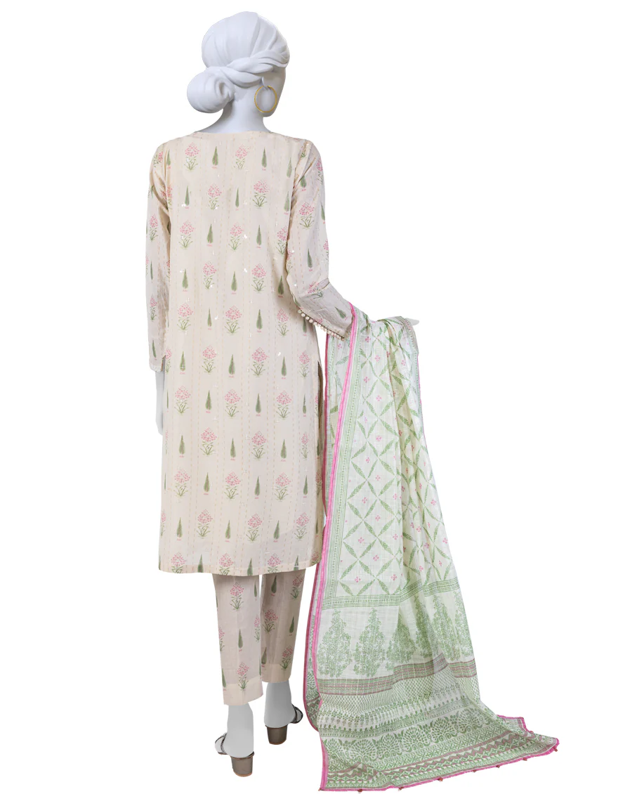 CREAM LAWN 3PC UNSTITCHED | JLAWN-S-US-23-195 ALVIA - Image 2