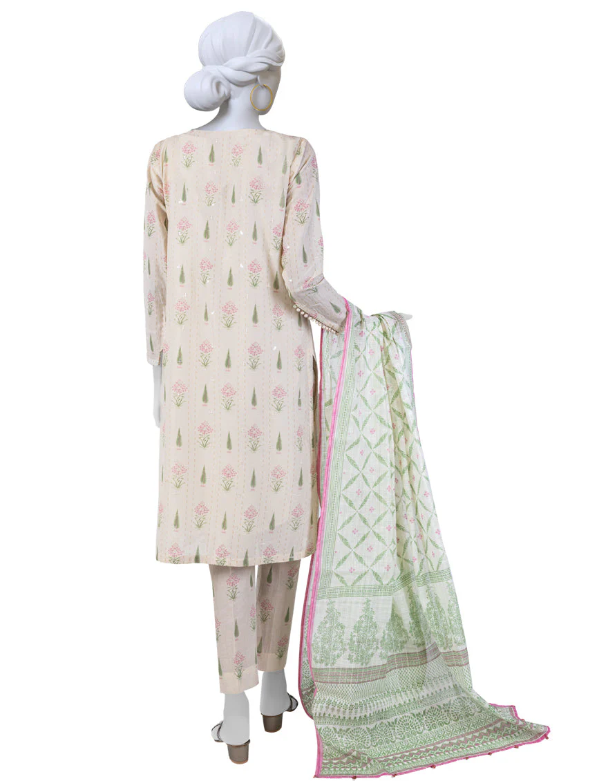 CREAM LAWN 3PC STITCHED | JLAWN-S-US-23-195/S ALVIA - Image 2