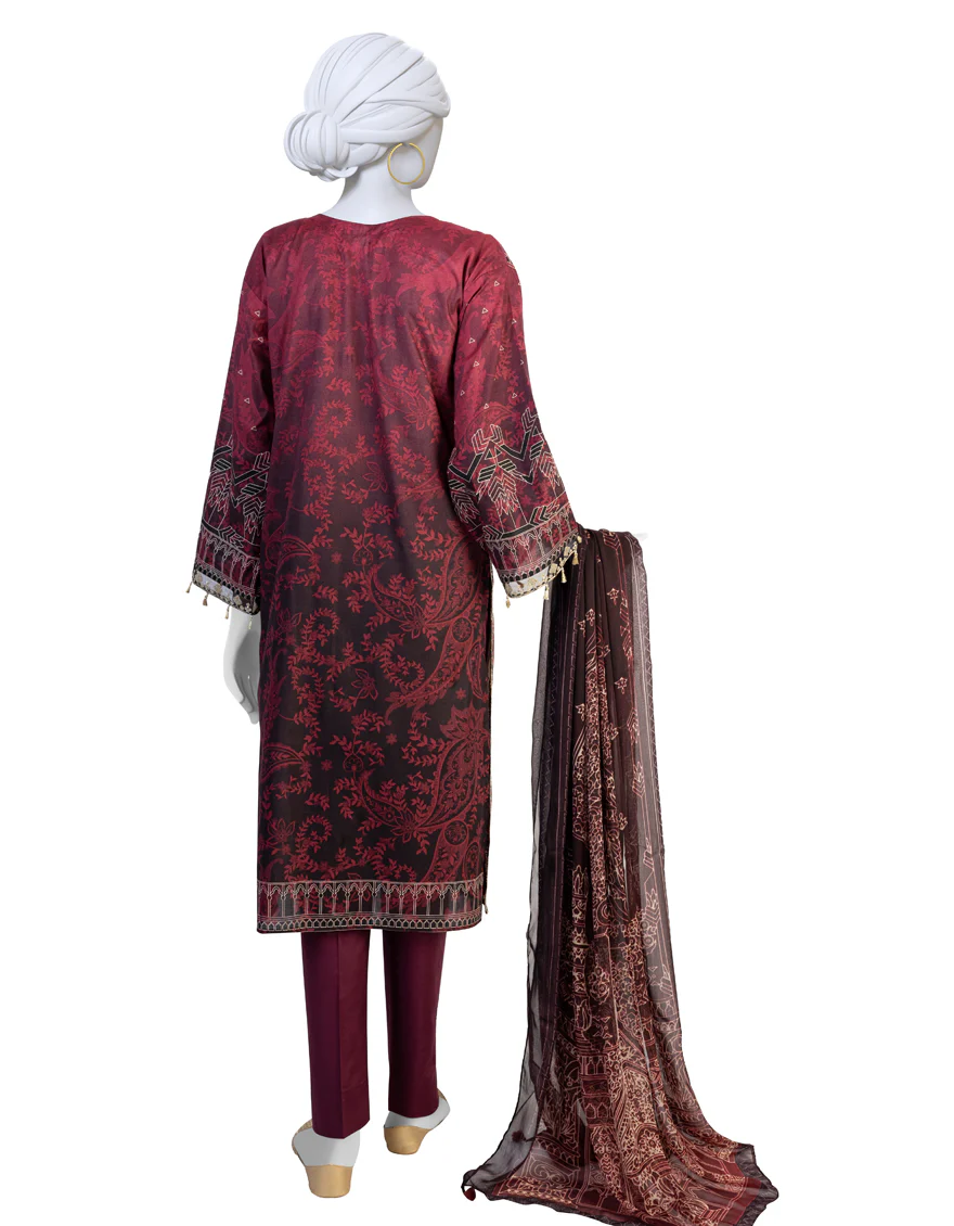 MAROON LAWN 3PC UNSTITCHED | JLAWN-S-US-23-199 SCARLET GRACE - Image 2