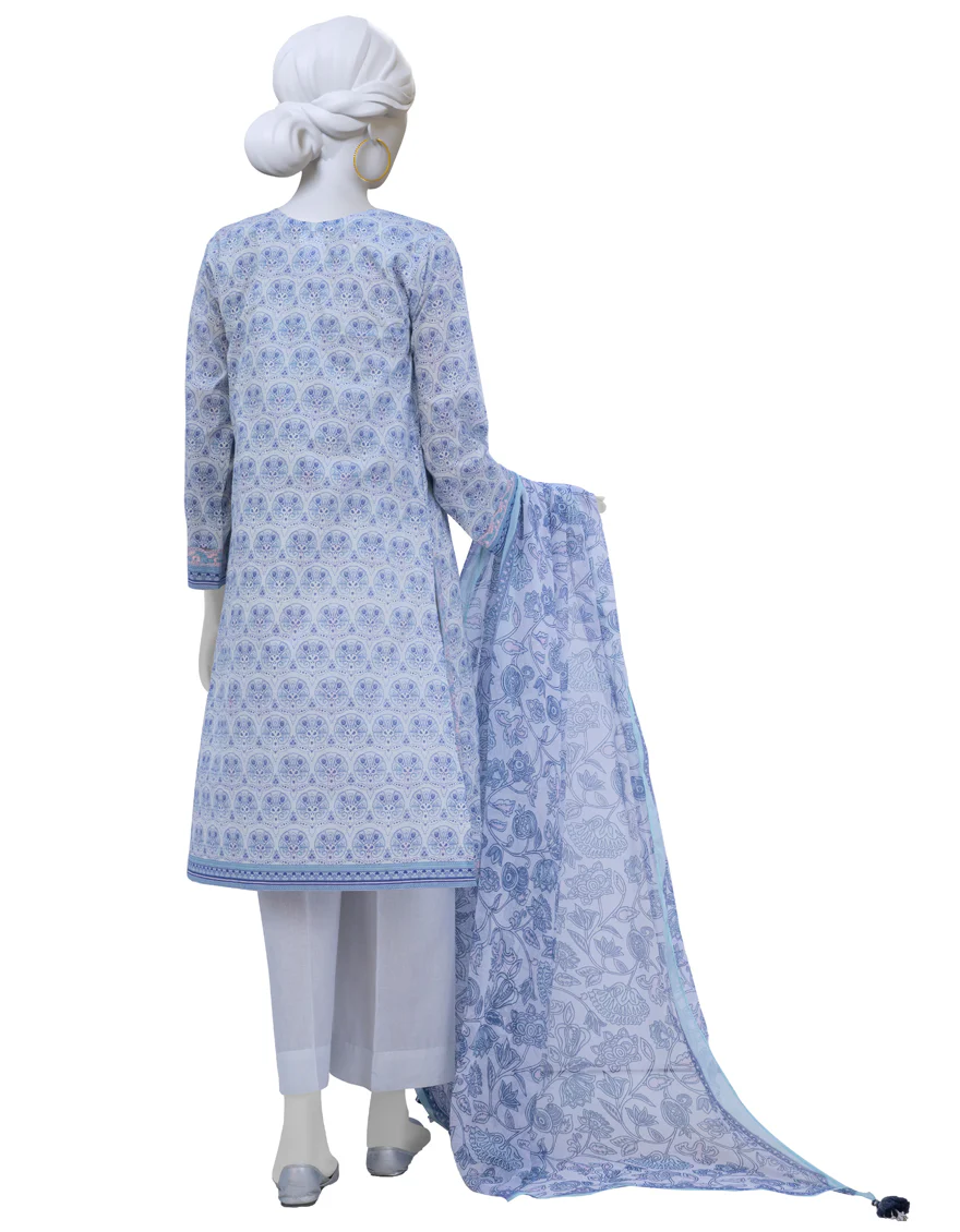 BLUE LAWN 3PC UNSTITCHED | JLAWN-S-US-23-204 BREEZE - Image 2