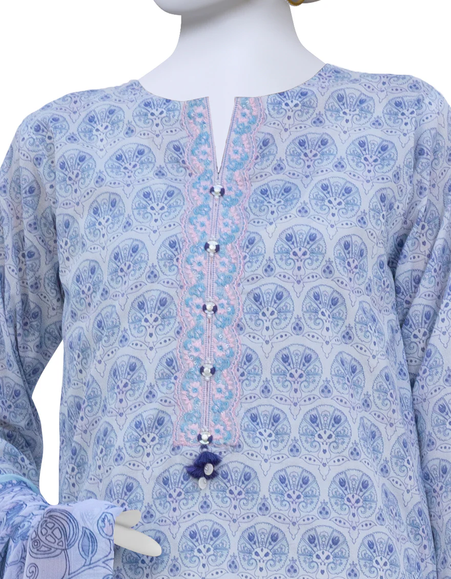 BLUE LAWN 3PC UNSTITCHED | JLAWN-S-US-23-204 BREEZE - Image 3
