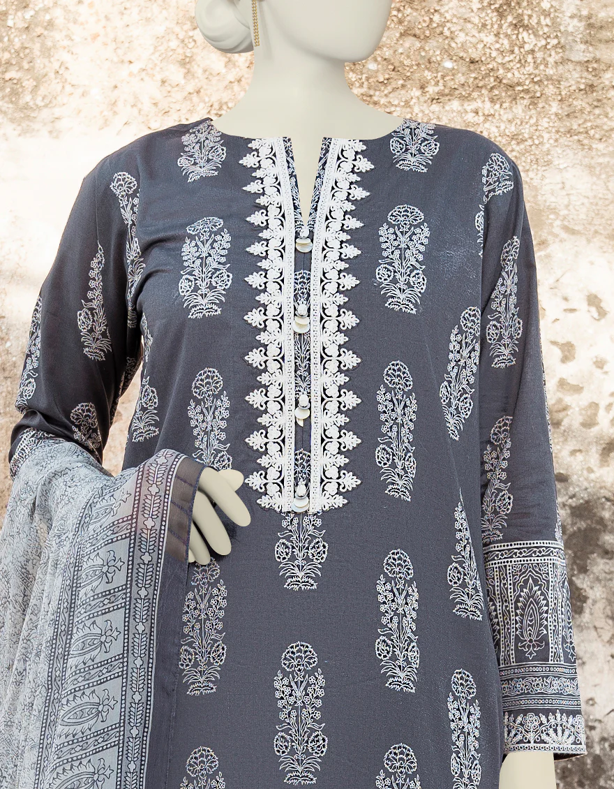 GREY LAWN 3PC UNSTITCHED | JLAWN-S-US-23-205 MIRAN - Image 3